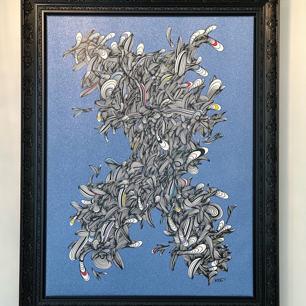 Abstract Blue and Gray Art Piece